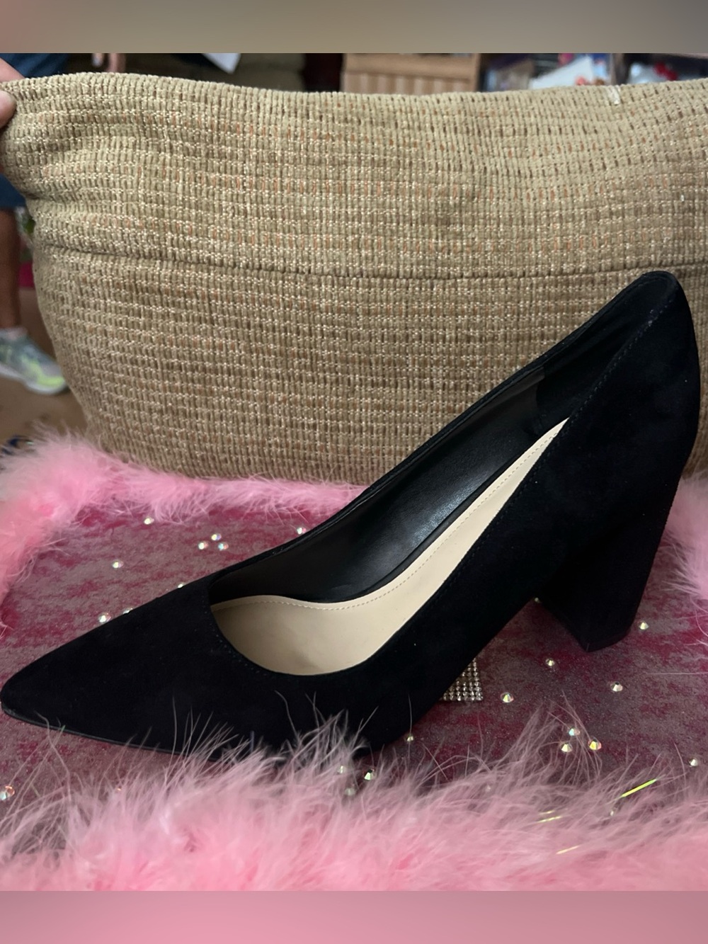Marc Fisher Black Suede Block Heel Pumps NEW w/o box